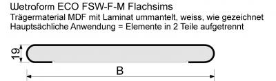 Wetraform ECO Flachsims MDF Postforming mit 180 Grad gerundet 251-200 (2 Stk/Pack)