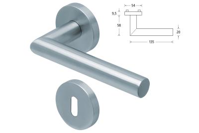 Drückergarnitur 1106 Slidebloc light Edelstahl matt, bis Türstärke 42mm Rosettengarnitur Buntbart