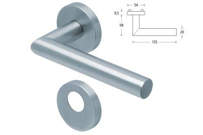 Drückergarnitur 1106 Slidebloc light Edelstahl matt, bis Türstärke 42mm Rosettengarnitur Rundzylinder