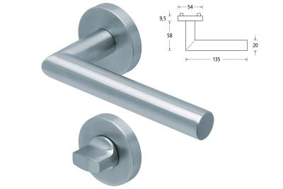 Drückergarnitur 1106 Slidebloc light Edelstahl matt, bis Türstärke 42mm Rosettengarnitur WC-Sperre