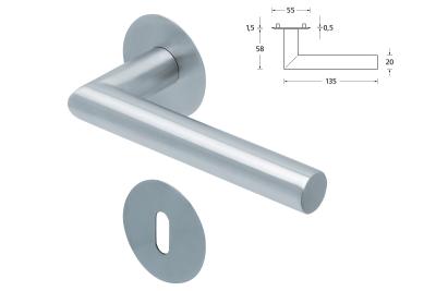 Drückergarnitur Form 1106 flächenbündig Edelstahl matt, bis Türstärke 50mm Rosettengarnitur Buntbart