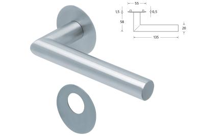 Drückergarnitur Form 1106 flächenbündig Edelstahl matt, bis Türstärke 50mm Rosettengarnitur Rundzylinder