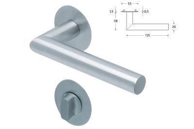 Drückergarnitur Form 1106 flächenbündig Edelstahl matt, bis Türstärke 50mm Rosettengarnitur WC-Sprerre