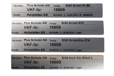 Kennzeichnungsplakette VKF-NR.16909 für Schuler Schallrohling (1fl. o. Glas)