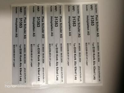 Kennzeichnungsplakette VKF-NR.31353 für Schuler EI30 Kork (1fl. o. Glas)